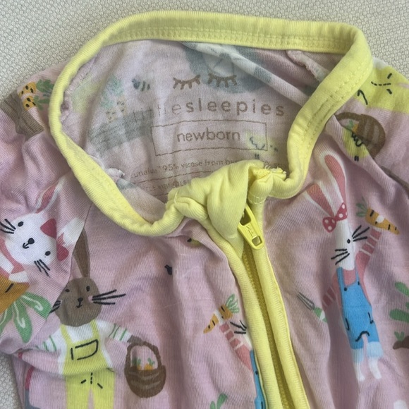Little Sleepies Pink Farm Bunnies Zippie - Picture 2 of 2